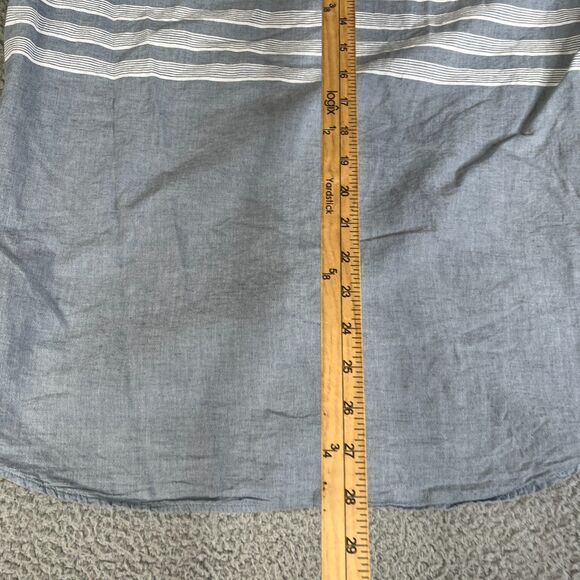 Vans Off The Wall Mens XL Blue White Striped Button Up Short Sleeve Surf Skate - Picture 7 of 10